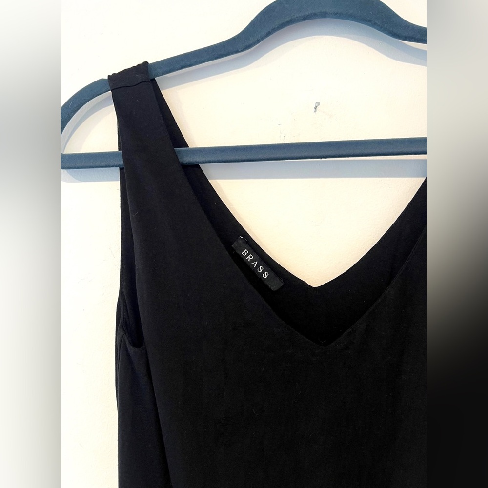 Brass the tank maxi dress sleeveless black jersey stretch pockets small - Picture 11 of 15